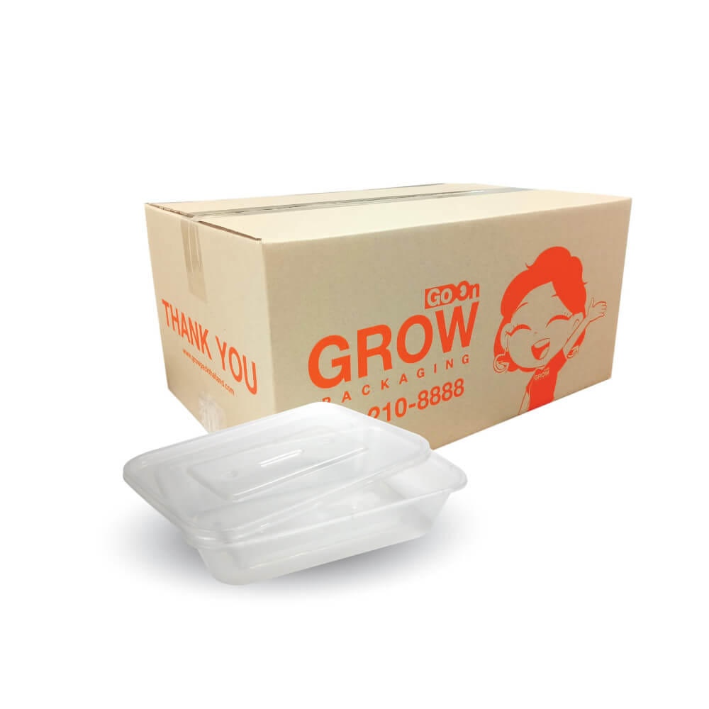กล่องพลาสติกใส่อาหาร GROW PACK สีใส 500 มล. ขนาด 10.8X16X3.8 CM. (300ชุด/ลัง)
